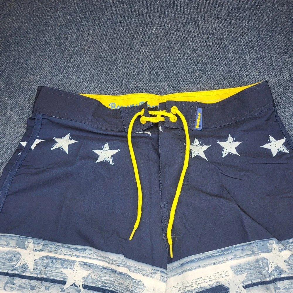 Banana Boat Men Board Shorts Medium Patriotic American Flag Stars Stripes UPF 50